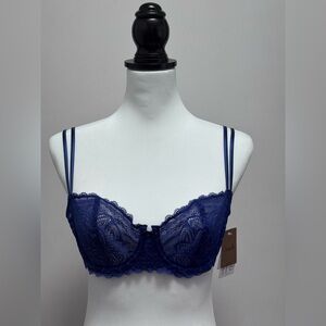 NWT Chantelle Blue Lace Unlined Bra Sz 34C